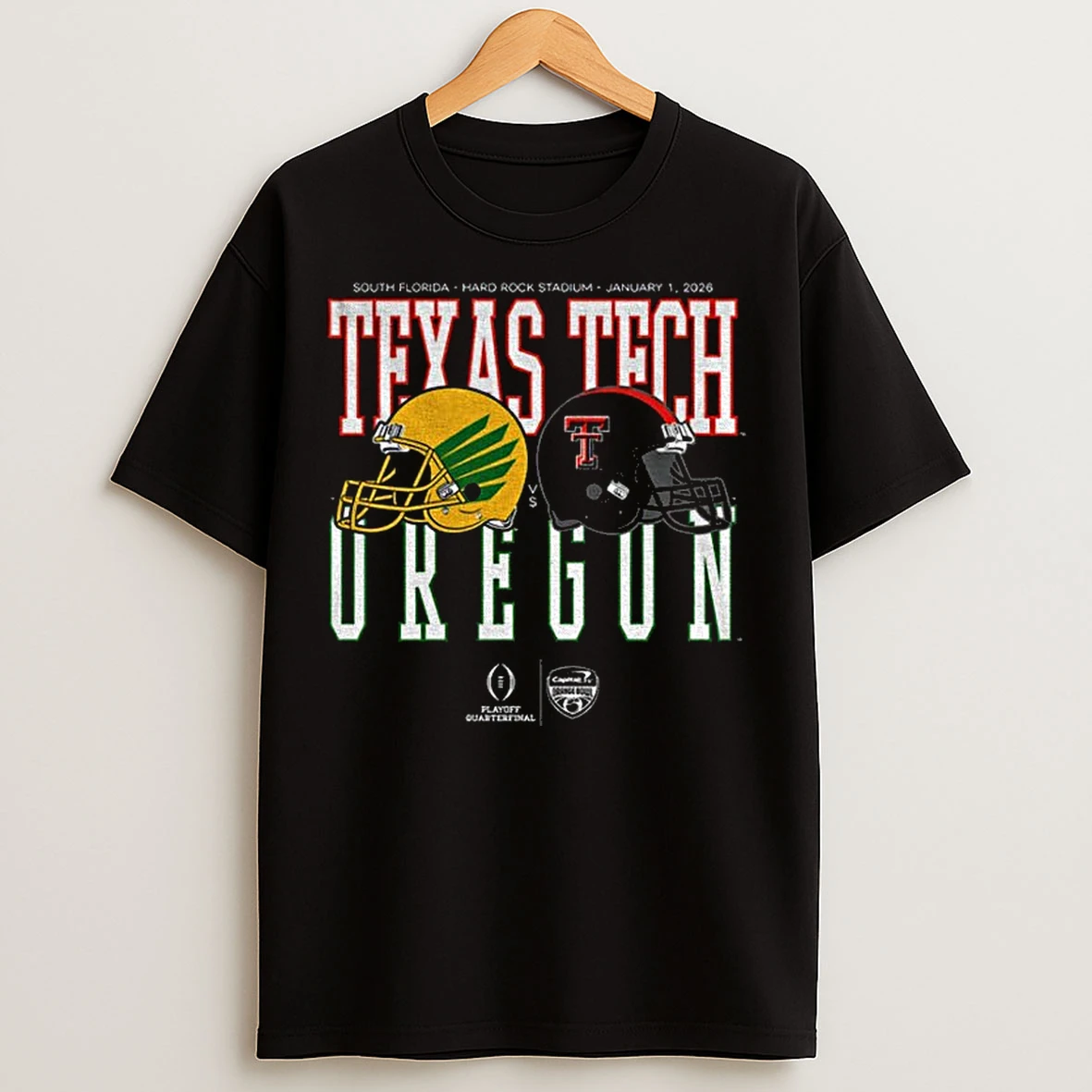 Classic Capital One Orange Bowl 2026 Oregon Ducks Vs Texas Tech Helmet Matchup T Shirts