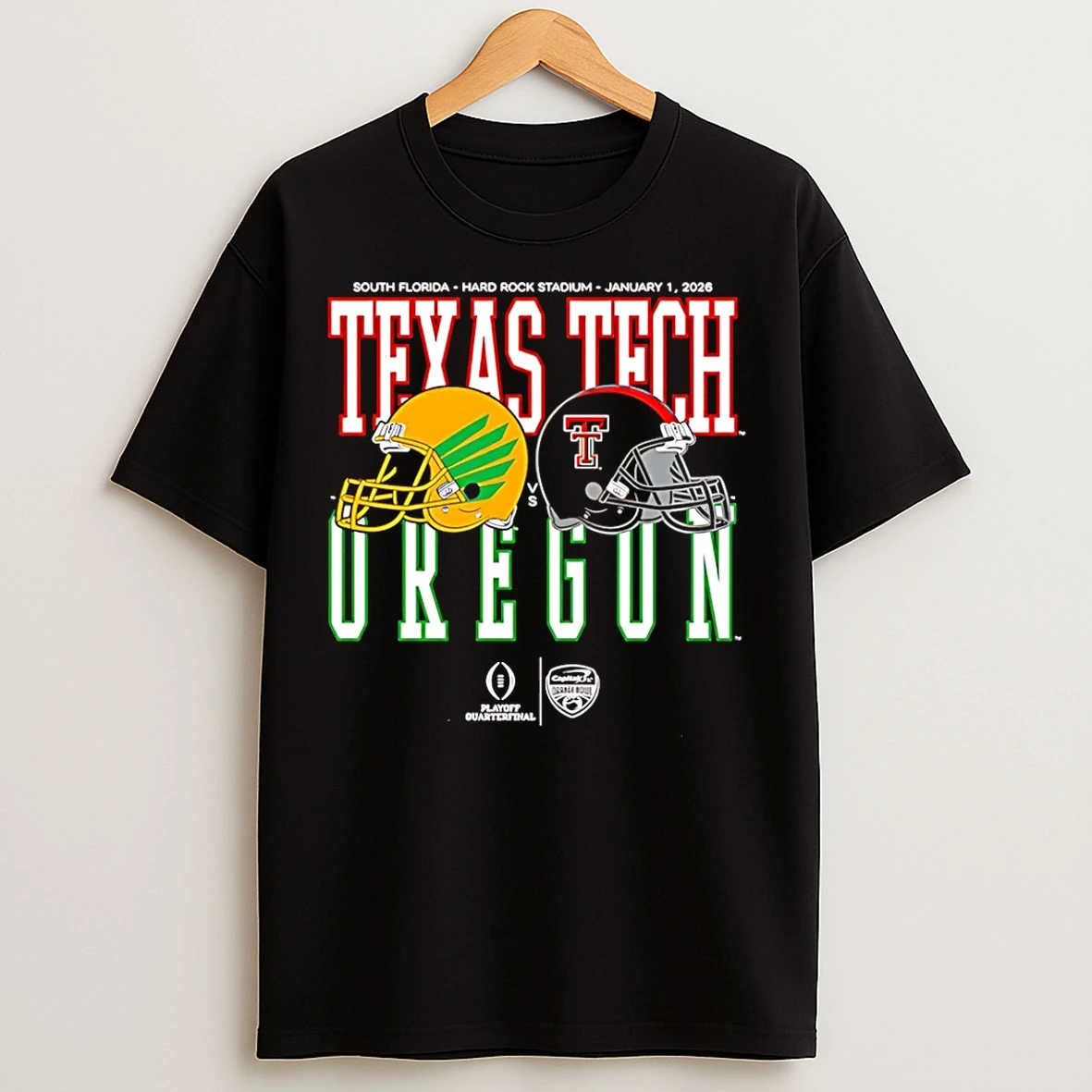 Classic Capital One Orange Bowl 2026 Oregon Vs Texas Tech Helmet Matchup T Shirts
