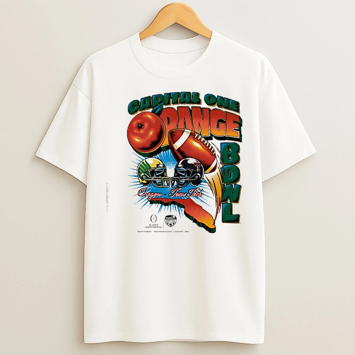 Classic Capital One Orange Bowl 2026 Oregon Vs Texas Tech Vintage Matchup T Shirts