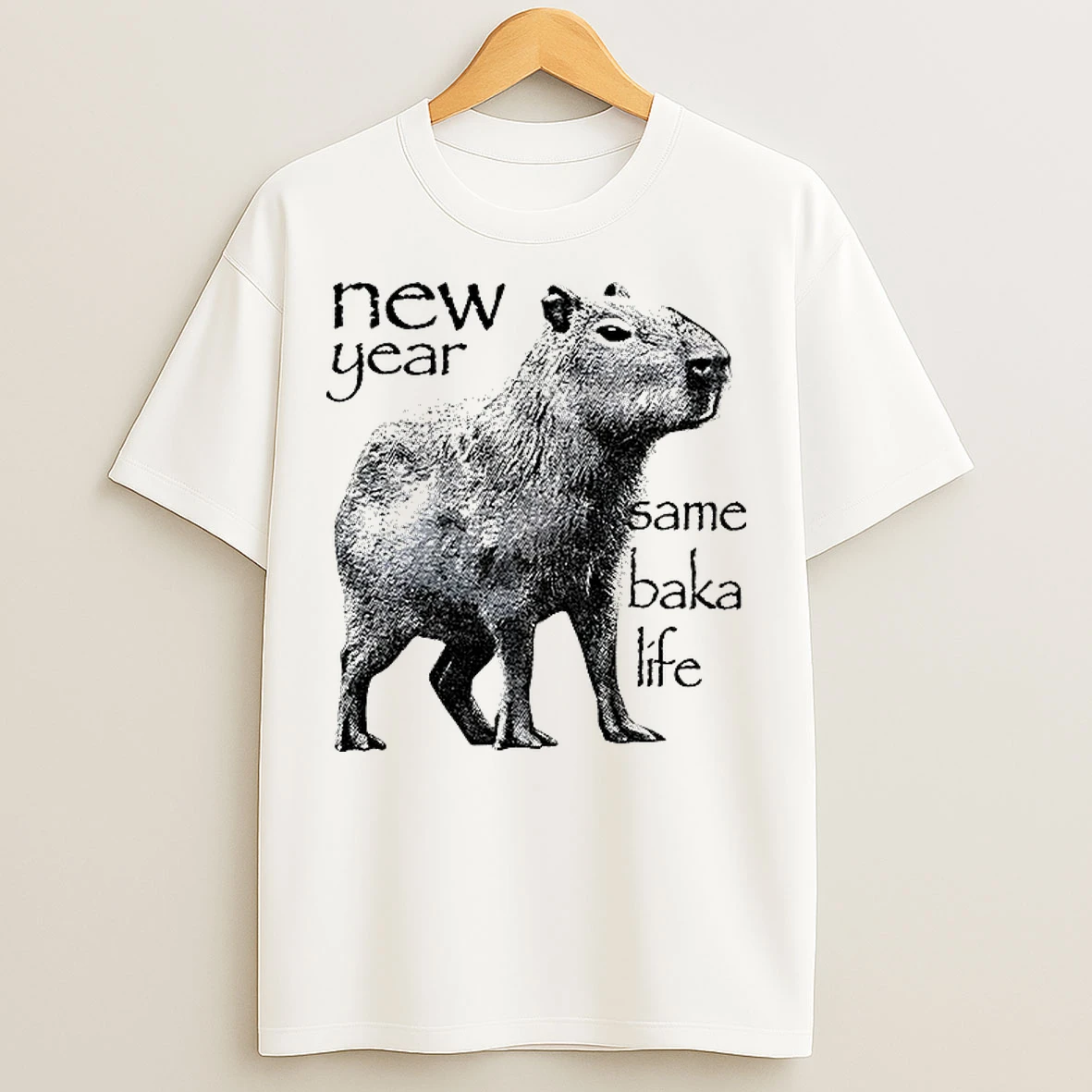 Classic Capybara New Year Same Baka Life Vintage T Shirts