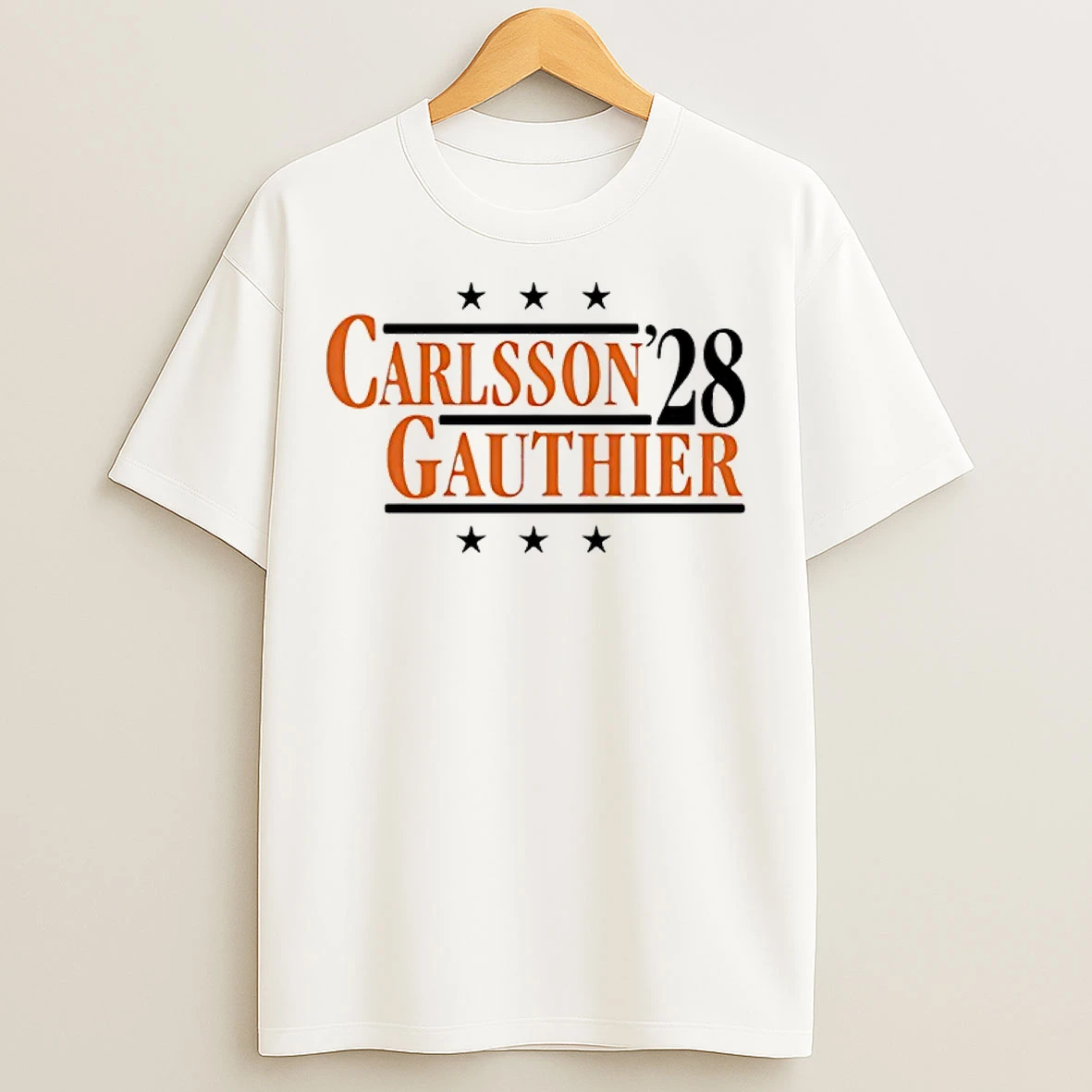 Classic Carlsson And Gauthier 28 Anaheim Hockey T Shirts