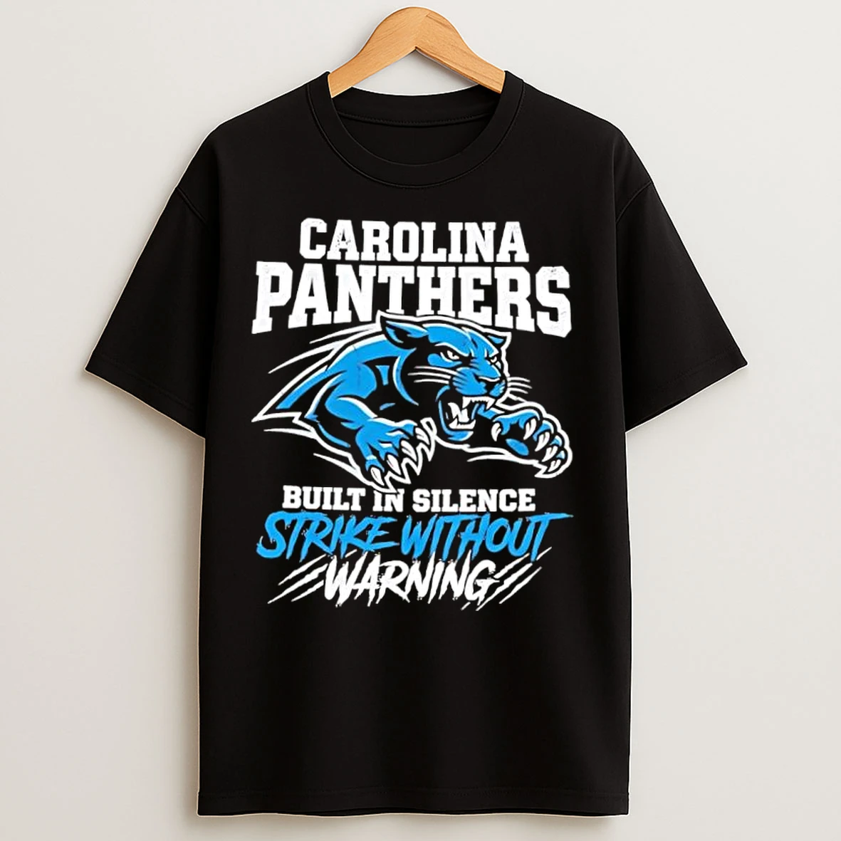Classic Carolina Panthers Built In Silence Strike Without Warning Graphic T Shirts