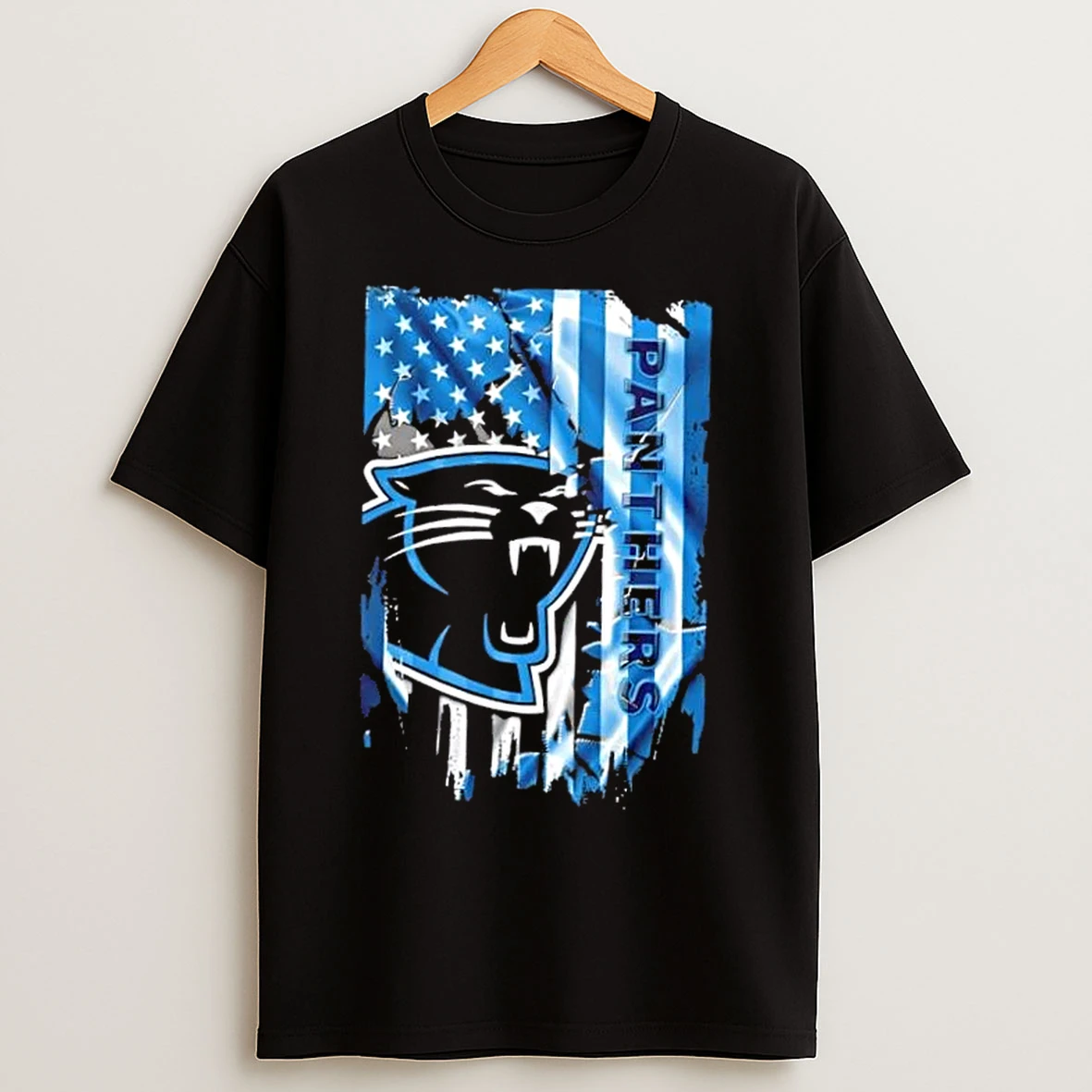 Classic Carolina Panthers Football X American Flag T Shirts