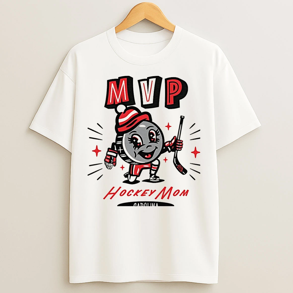Classic Carolina Hockey Mom Mvp 2025 Cartoon Christmas T Shirts