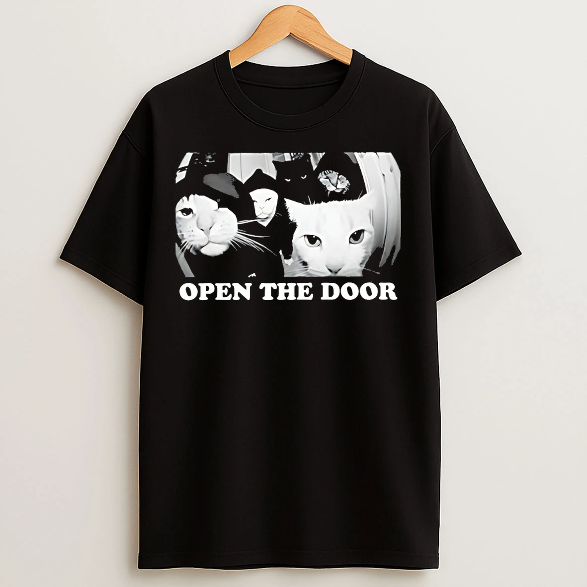 Classic Cat Gang Open The Door T Shirts