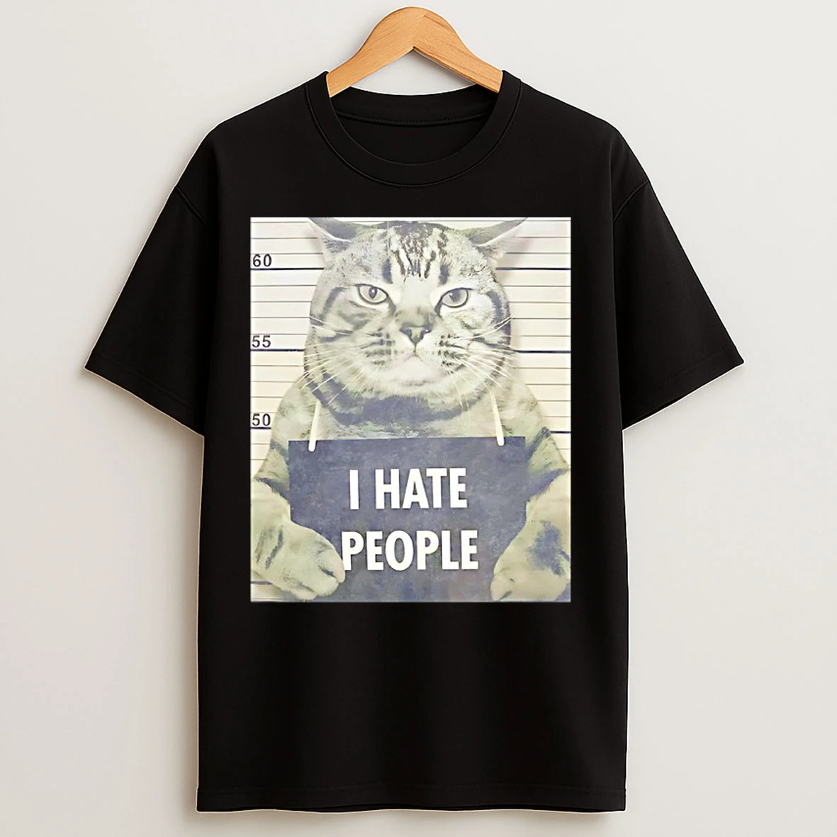 Classic Cat I Hate People Mugshot T Shirts