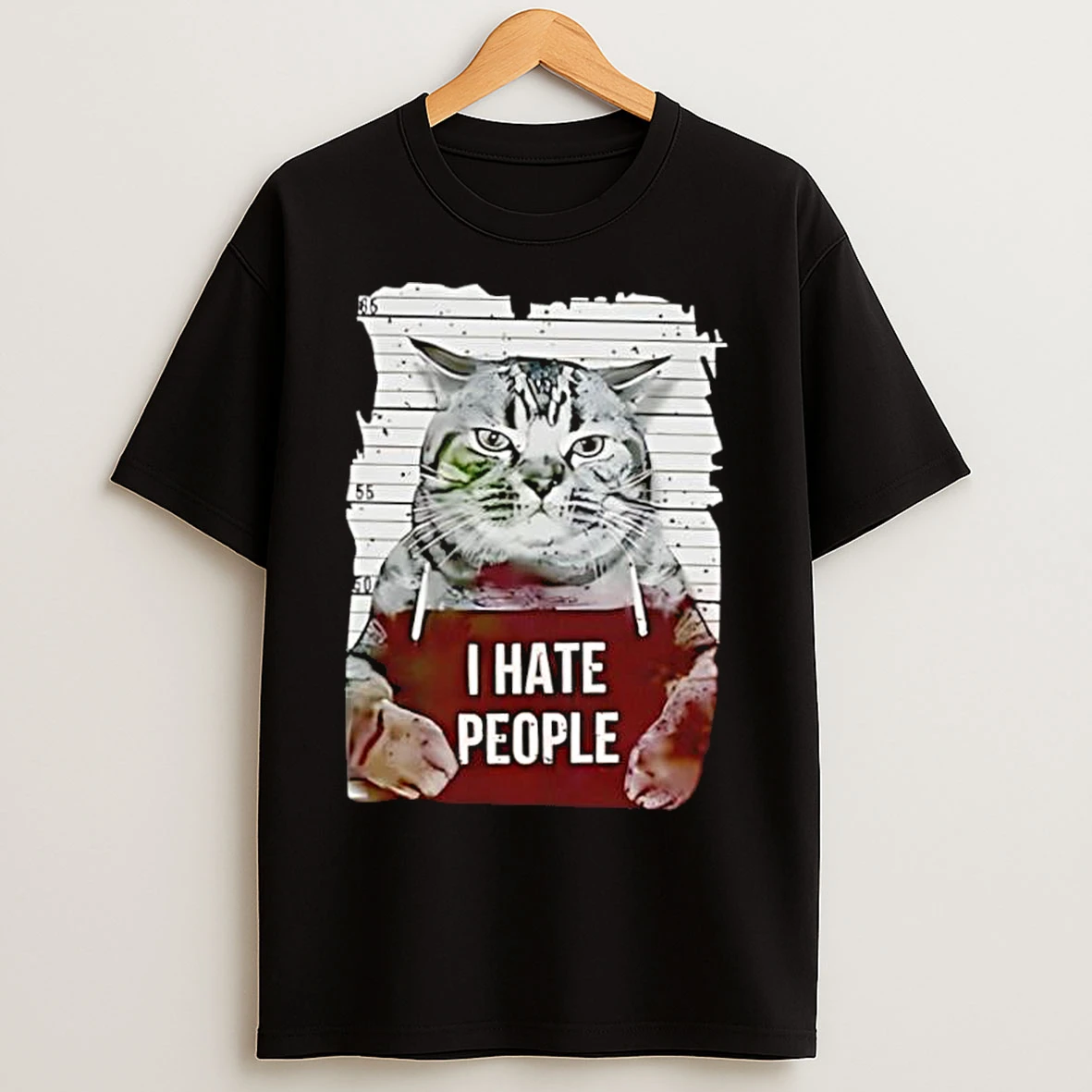 Classic Cat I Hate People Retro T Shirts