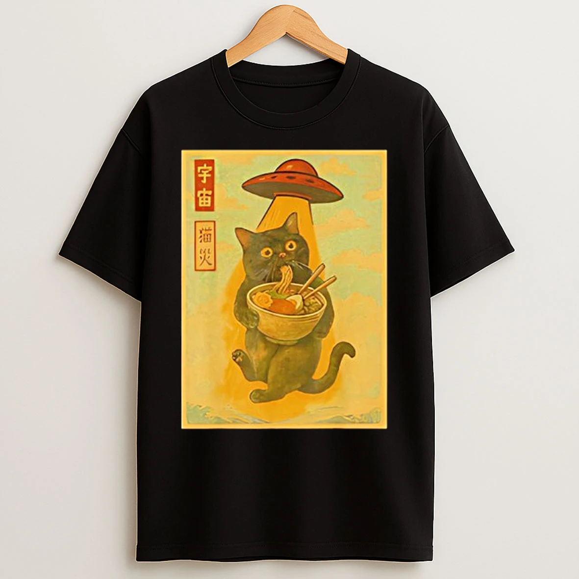 Classic Cat Ramen Ufo Japanese Anime T Shirts