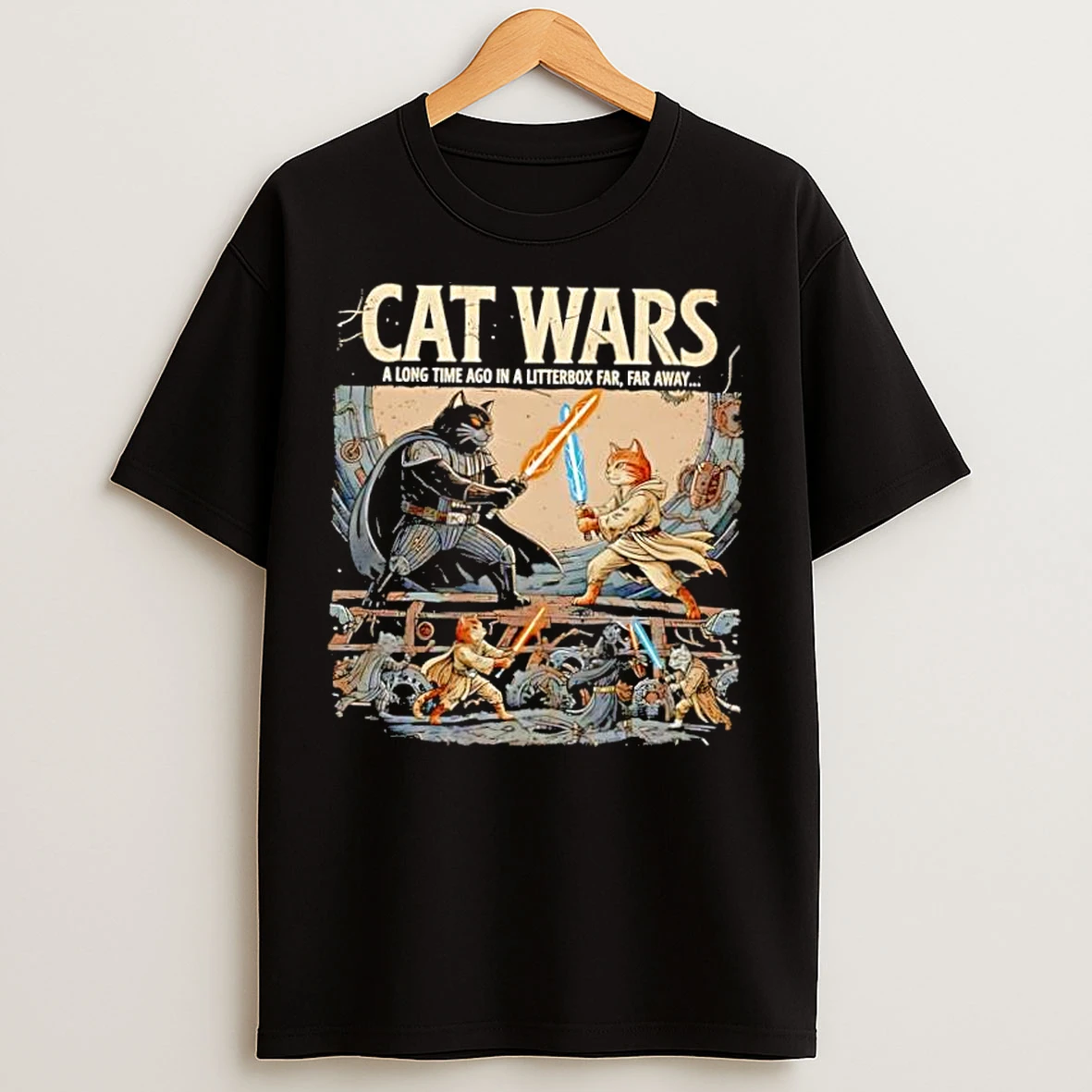 Classic Cat Wars A Long Time Ago In A Litterbox Far Far Away T Shirts