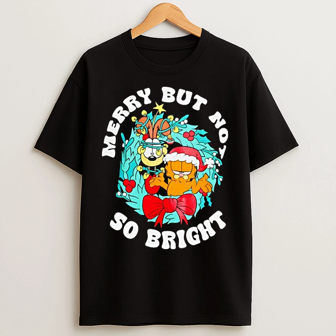Classic Cat And Odie Merry But Not So Bright T Shirts