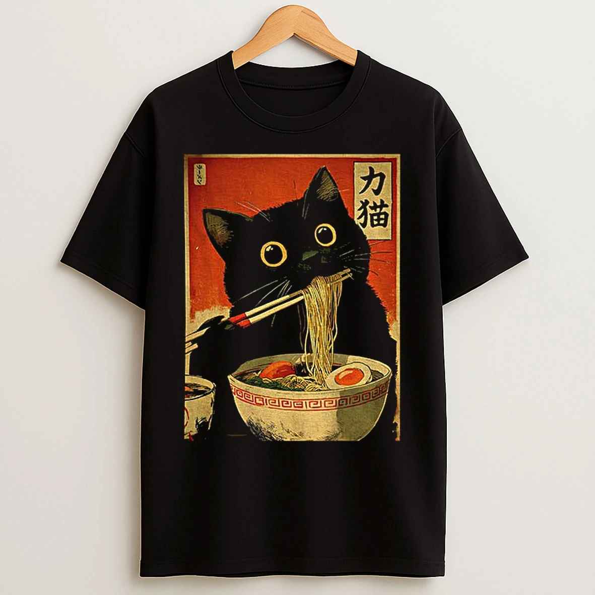 Classic Cat Eating Ramen Japanese Style T Shirts