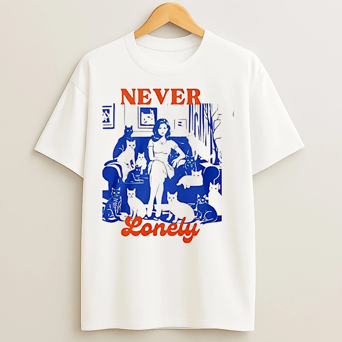 Classic Cat Lady Never Lonely T Shirts