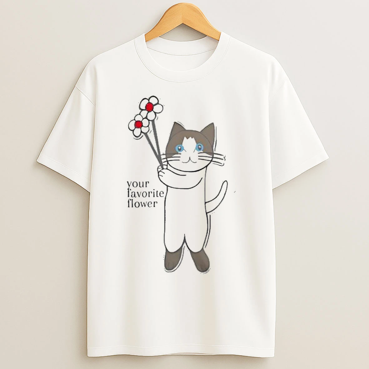 Classic Cat Your Favorite Flower Cute T Shirts