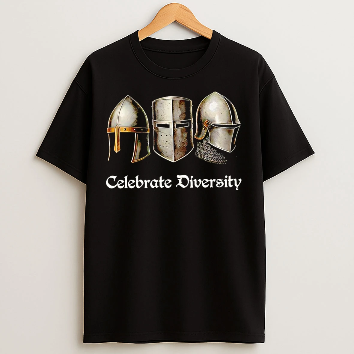 Classic Celebrate Diversity Helmets Medieval Knight Helmet T Shirts