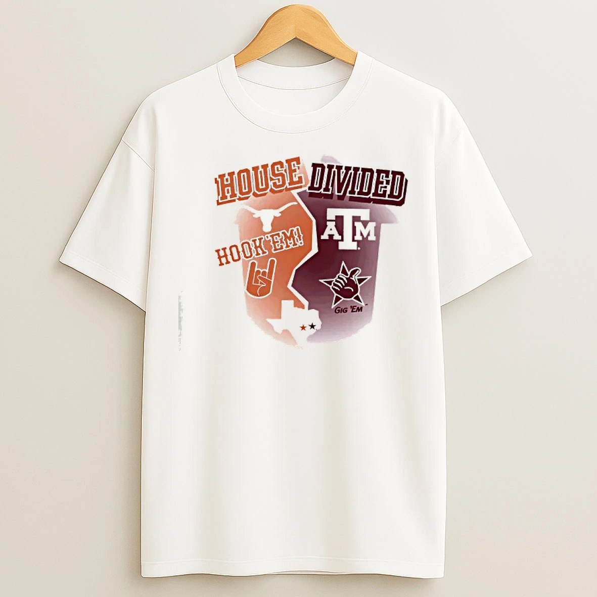 Classic Champion Texas Longhorns House Divided T Shirts