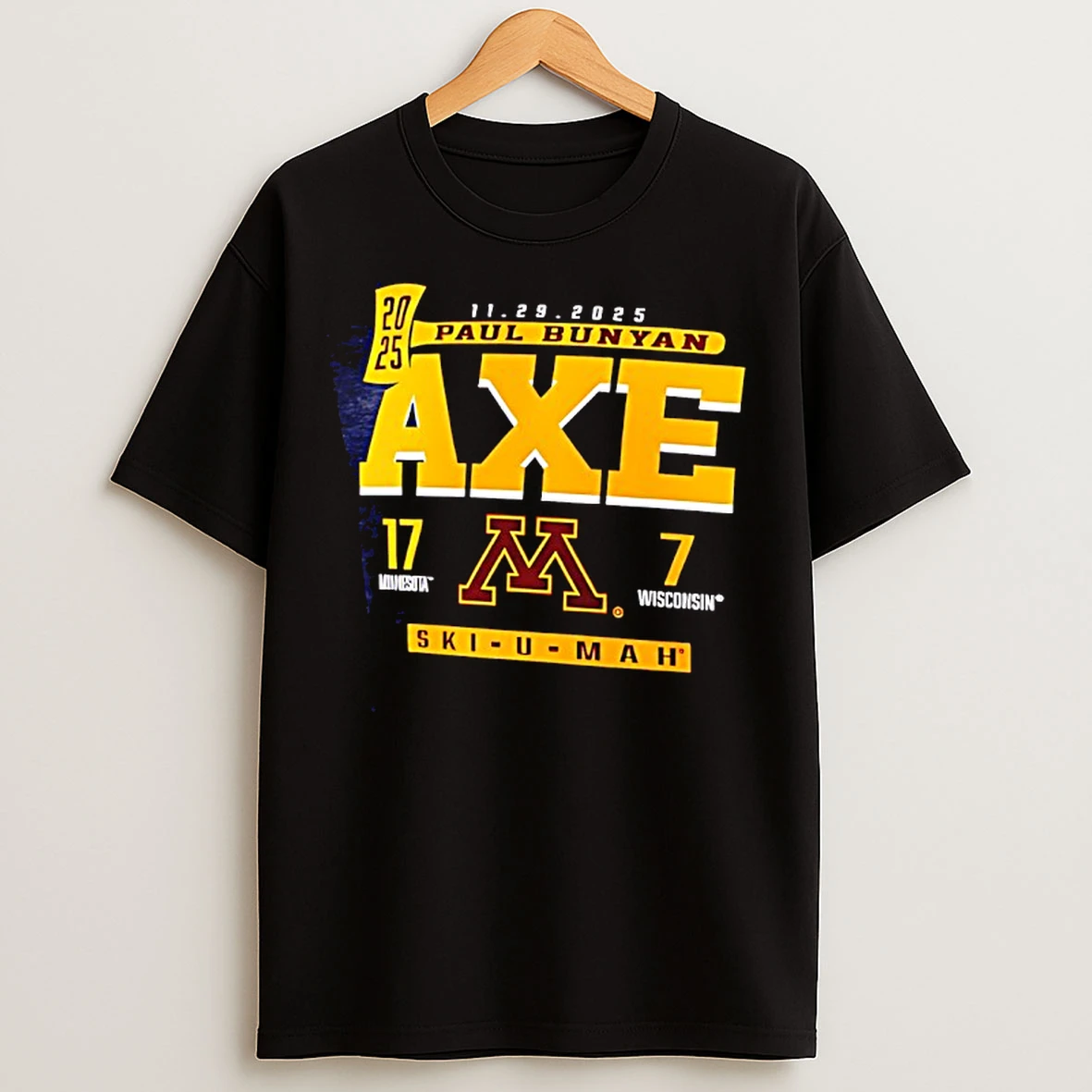 Classic Charcoal Minnesota Golden Gophers Vs Wisconsin Badgers 2025 Paul Bunyans Axe Score T Shirts