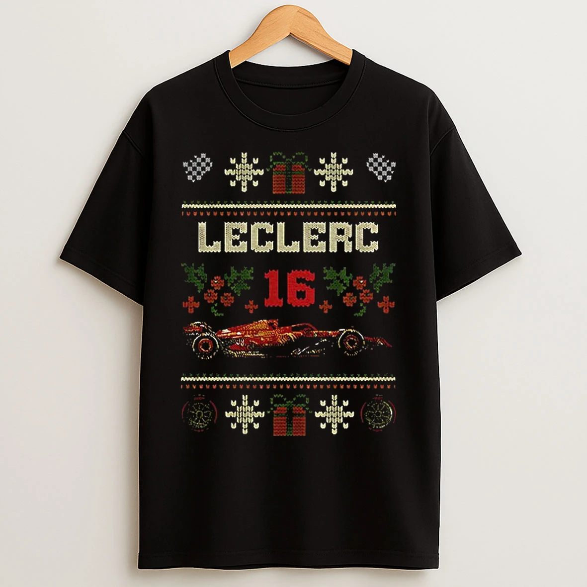 Classic Charles Leclerc 16 Ferrari F1 Merry Christmas T Shirts