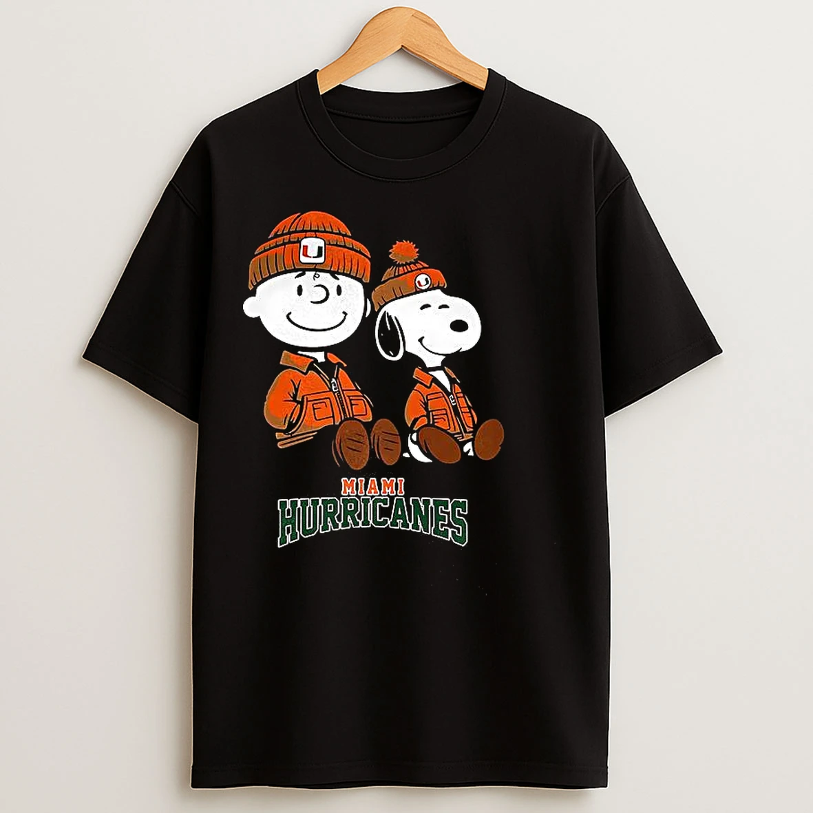Classic Charlie Brown And Snoopy Miami Hurricanes T Shirts
