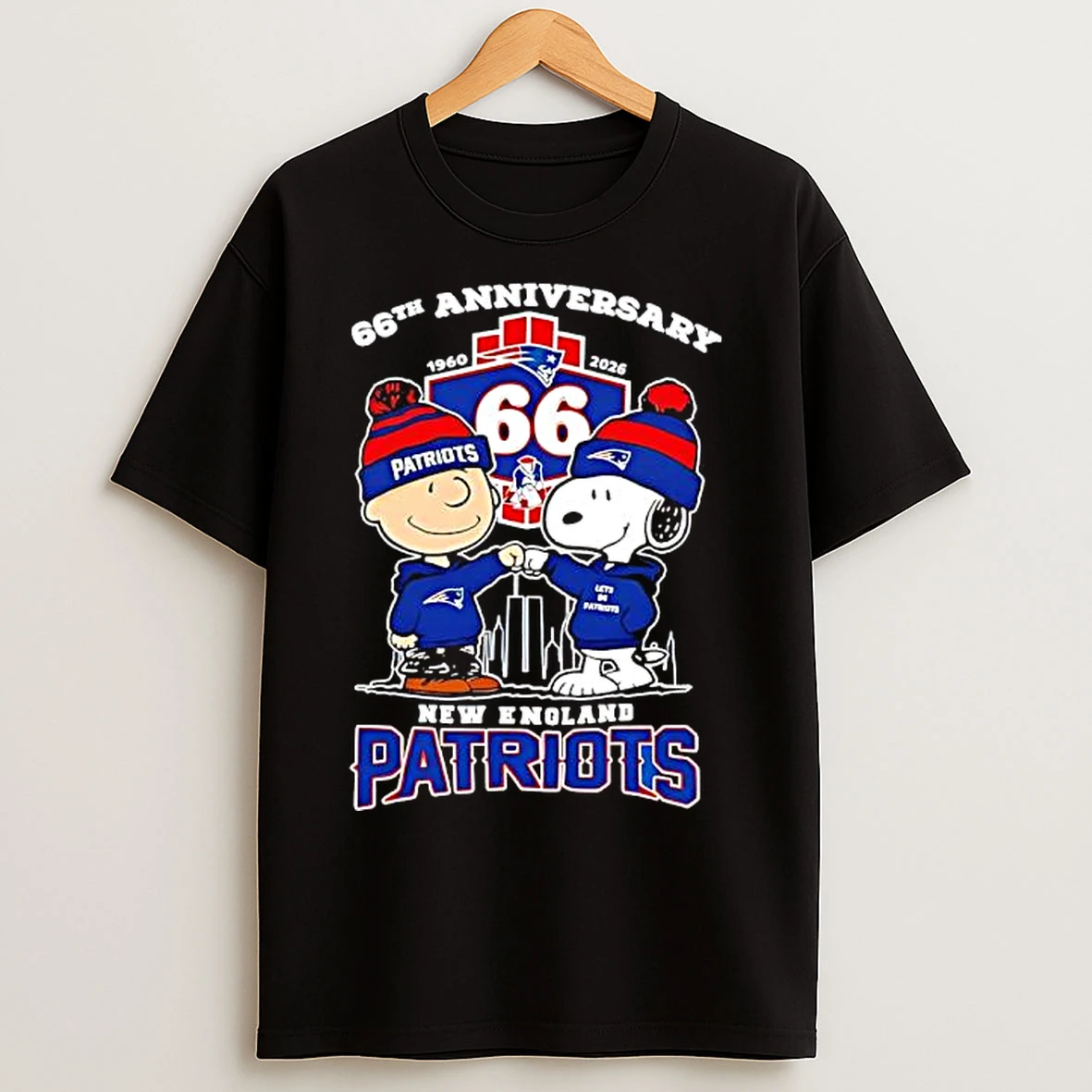 Classic Charlie Brown And Snoopy New England Patriots 66th Anniversary 1960 2026 T Shirts