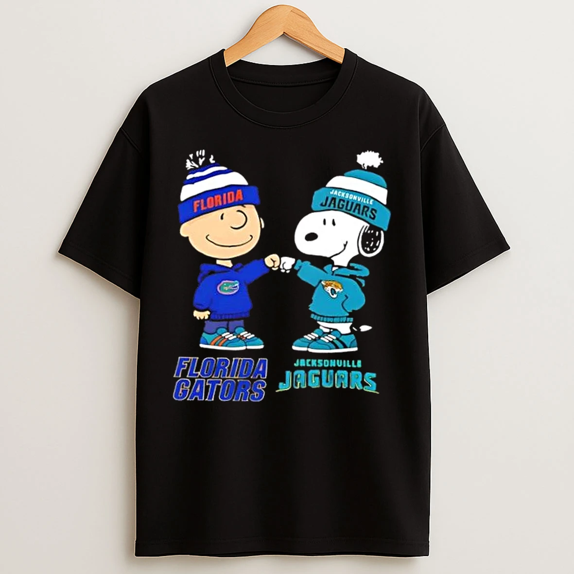 Classic Charlie Brown Fist Bump Snoopy Florida Gators X Jacksonville Jaguars T Shirts