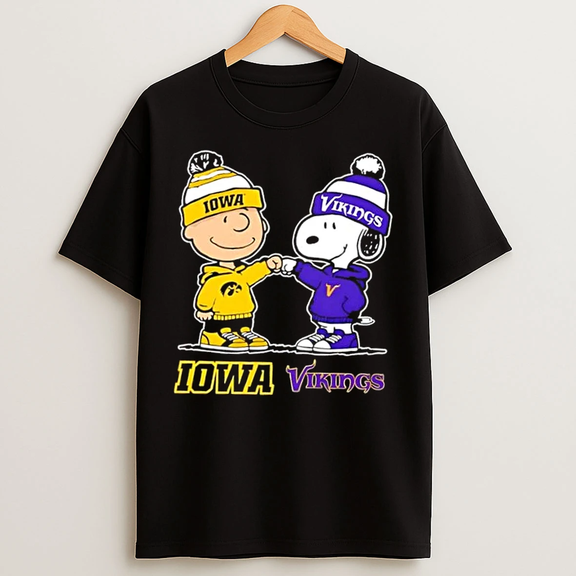 Classic Charlie Brown Fist Bump Snoopy Iowa Hawkeyes X Minnesota Vikings T Shirts