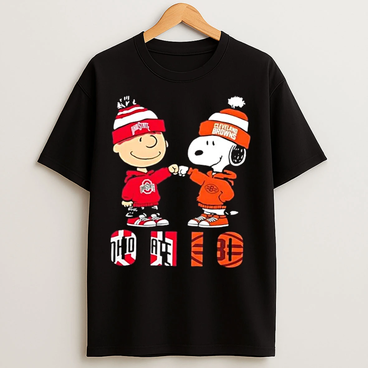Classic Charlie Brown Fist Bump Snoopy Ohio City Sports State Buckeyes X Cleveland Browns T Shirts