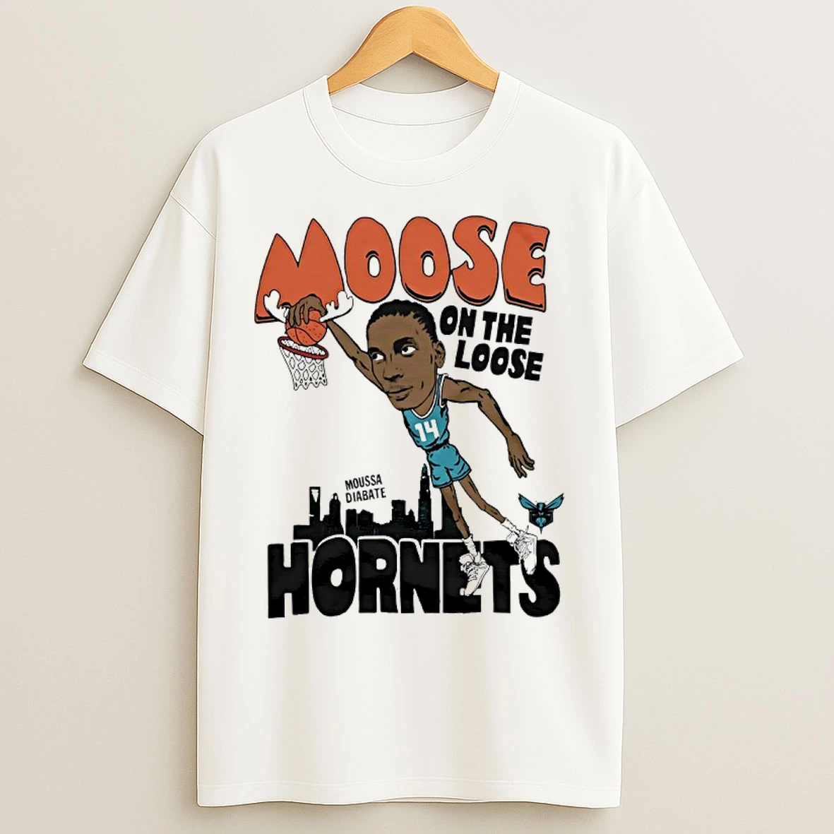 Classic Charlotte Hornets Moussa Diabate Moose On The Loose T Shirts