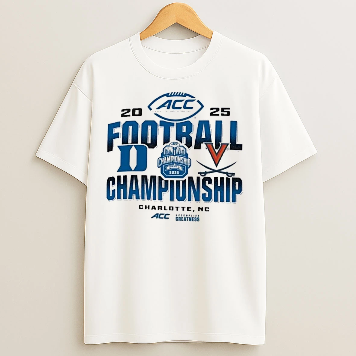Classic Charlotte Nc 2025 Acc Football Championship Duke Vs Virginia T Shirts