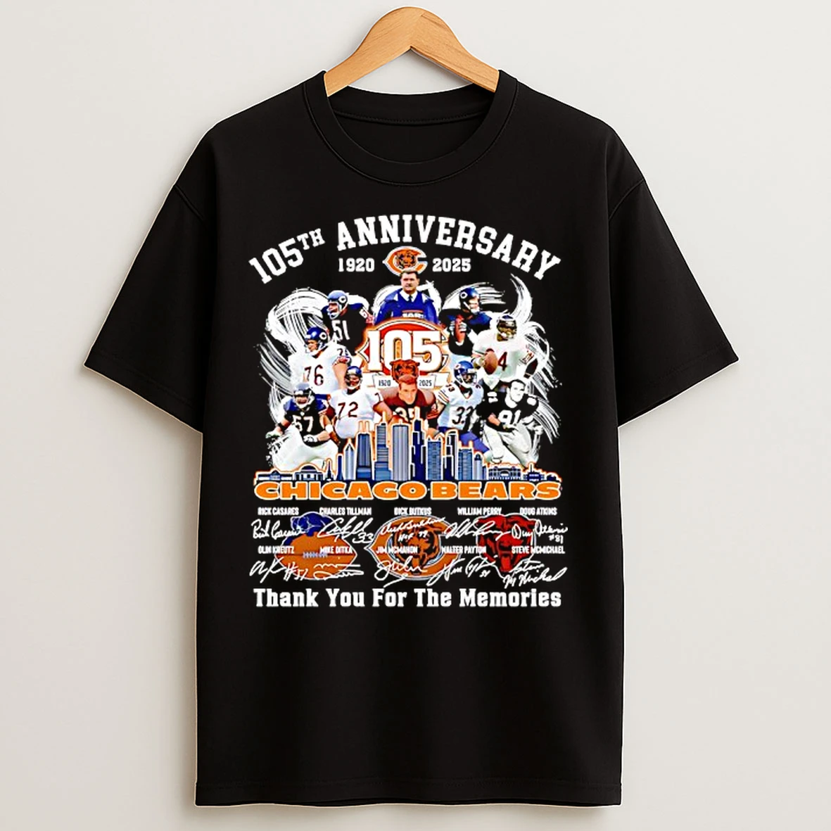 Classic Chicago Bears 105th Anniversary Thank You For The Memories Players And Signature 2025 T Shirts