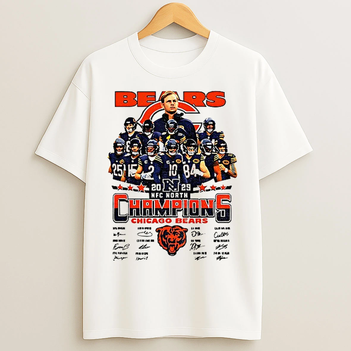 Classic Chicago Bears 2025 Nfc North Champions Division 2025 Good Better Best Signatures T Shirts