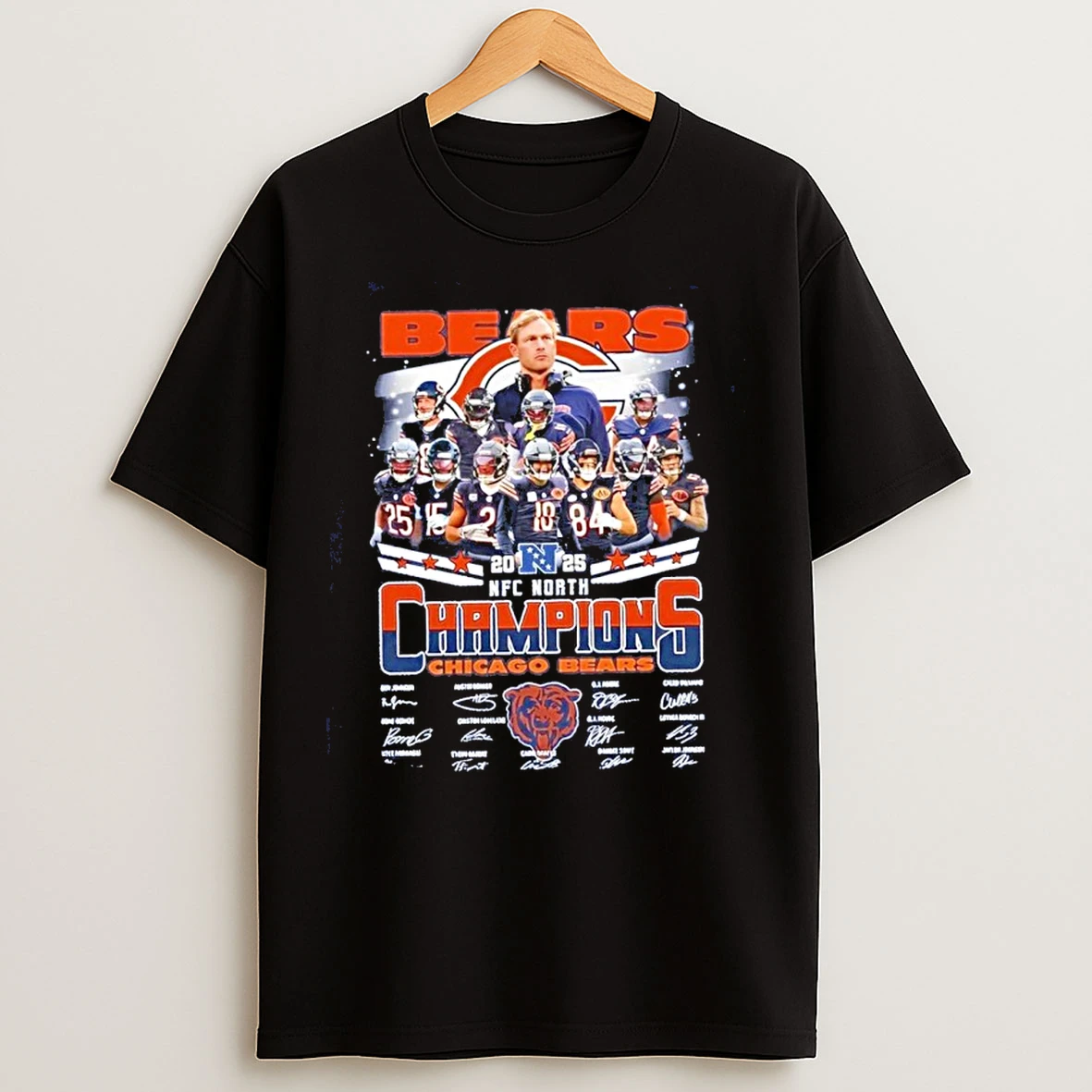 Classic Chicago Bears 2025 Nfc North Champions Signatures T Shirts