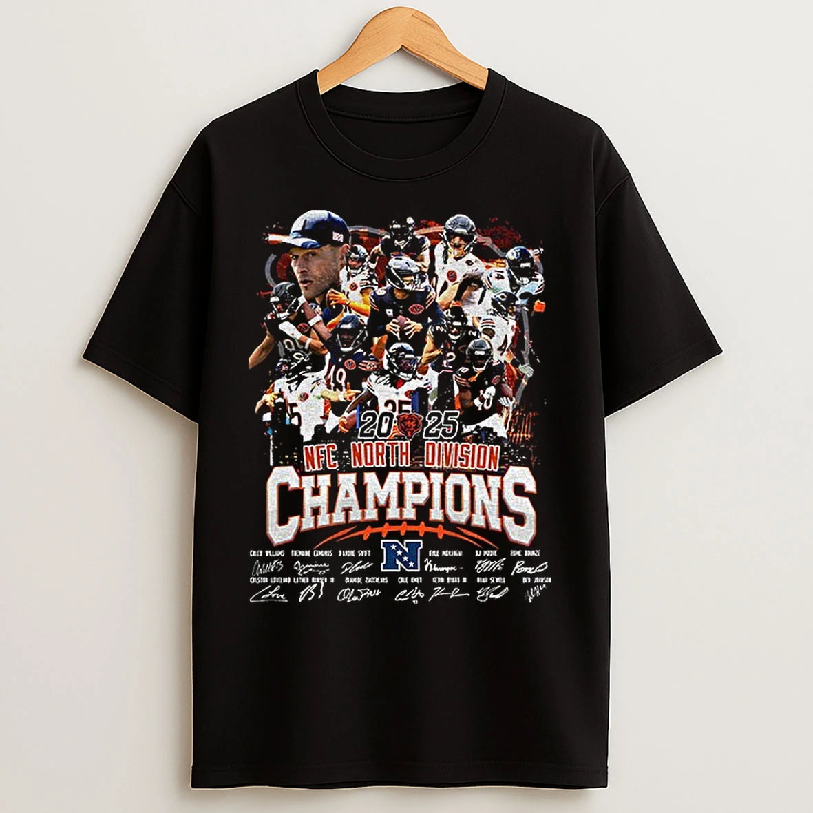 Classic Chicago Bears Football 2025 Nfc North Champions Signatures T Shirts