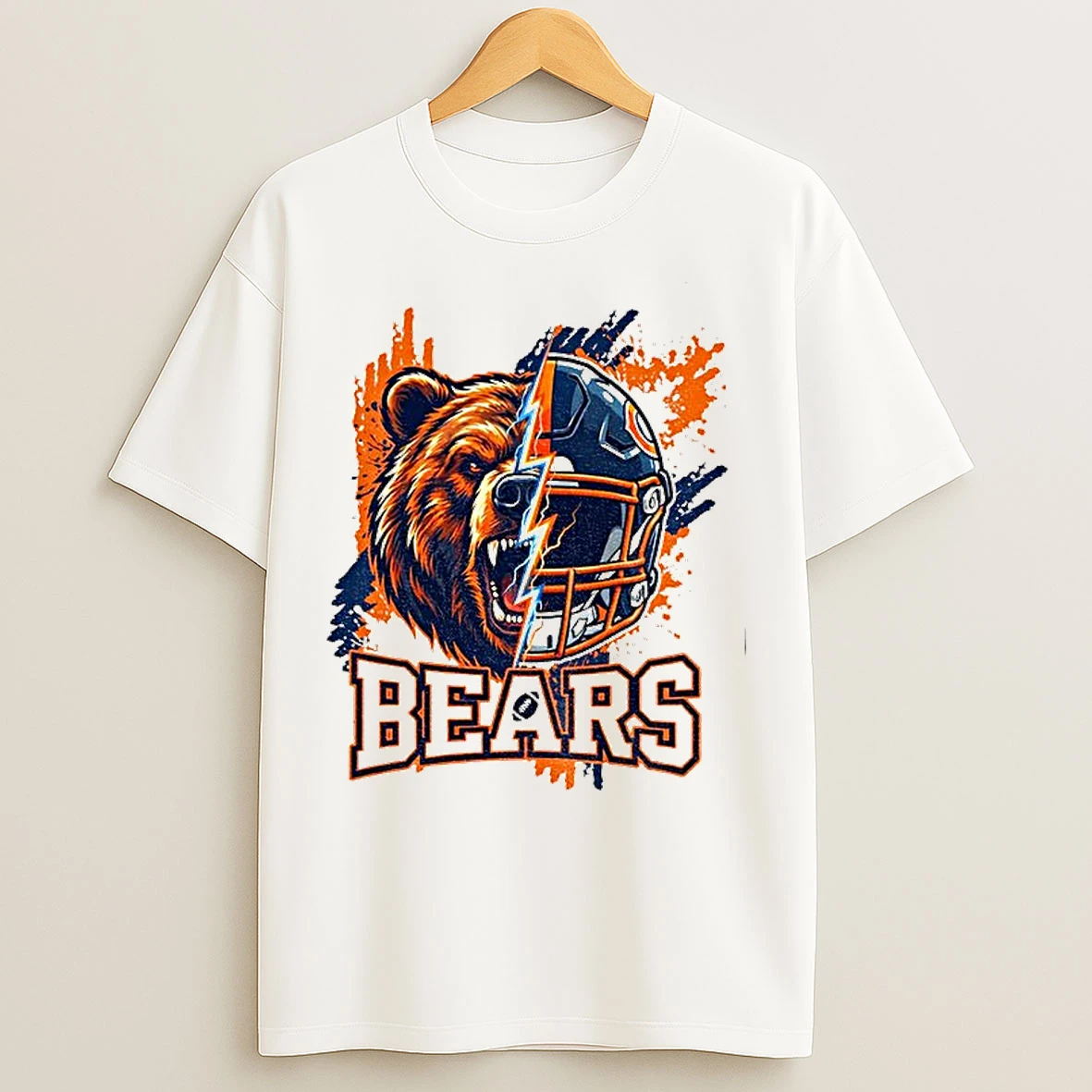 Classic Chicago Bears Football Helmet X Mascot Grizzly Mascot Splatter T Shirts