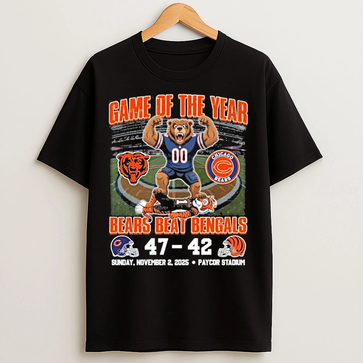 Classic Chicago Bears Game Of The Year Bears Beat Bengals 47 42 Score T Shirts