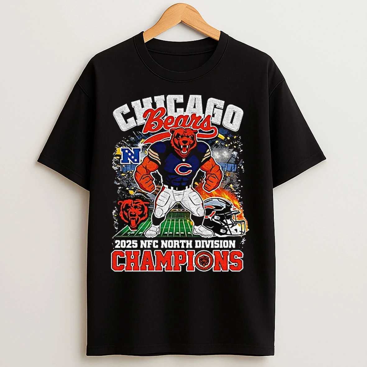 Classic Chicago Bears Mascot Nfc North Champions Division 2025 T Shirts