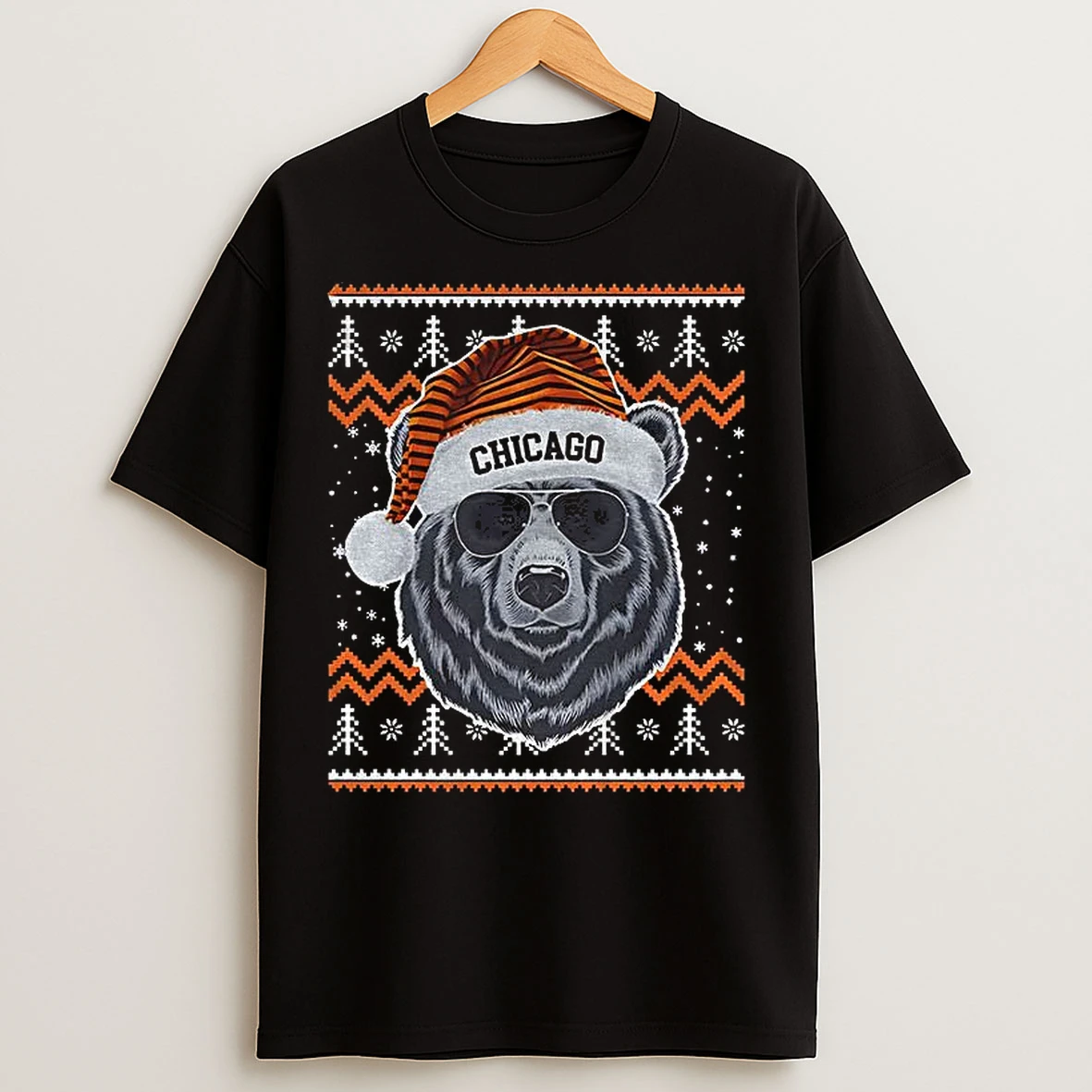 Classic Chicago Bears Mascot Santa Hat Football Nfl Game Day Christmas T Shirts