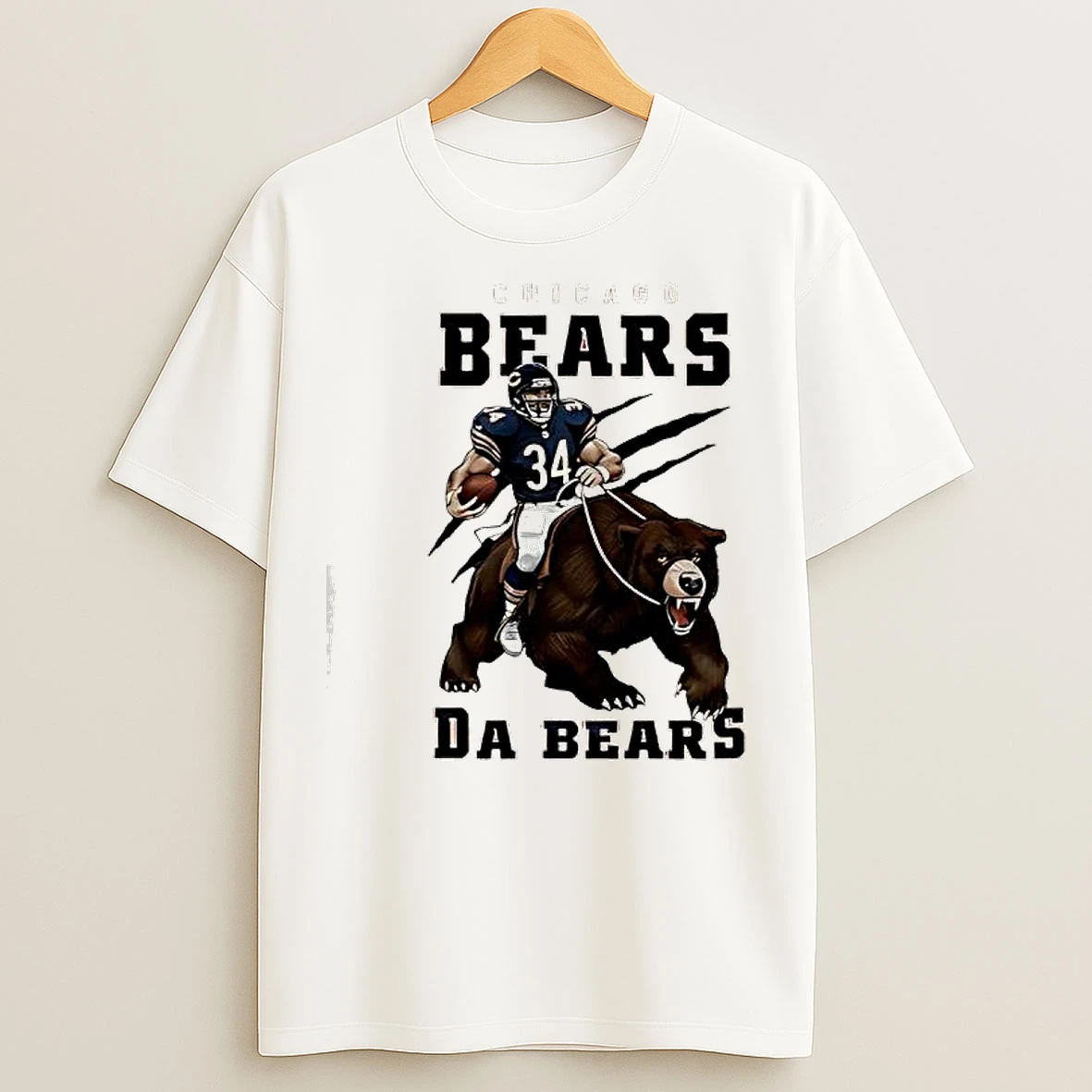 Classic Chicago Bears Player Riding A Bear Graphic T Shirts