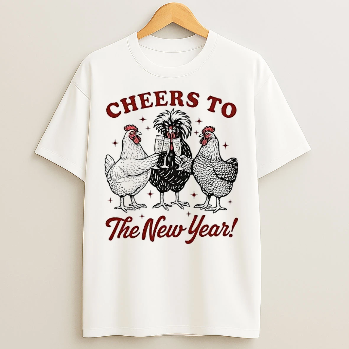 Classic Chicken Cheers To The New Year T Shirts