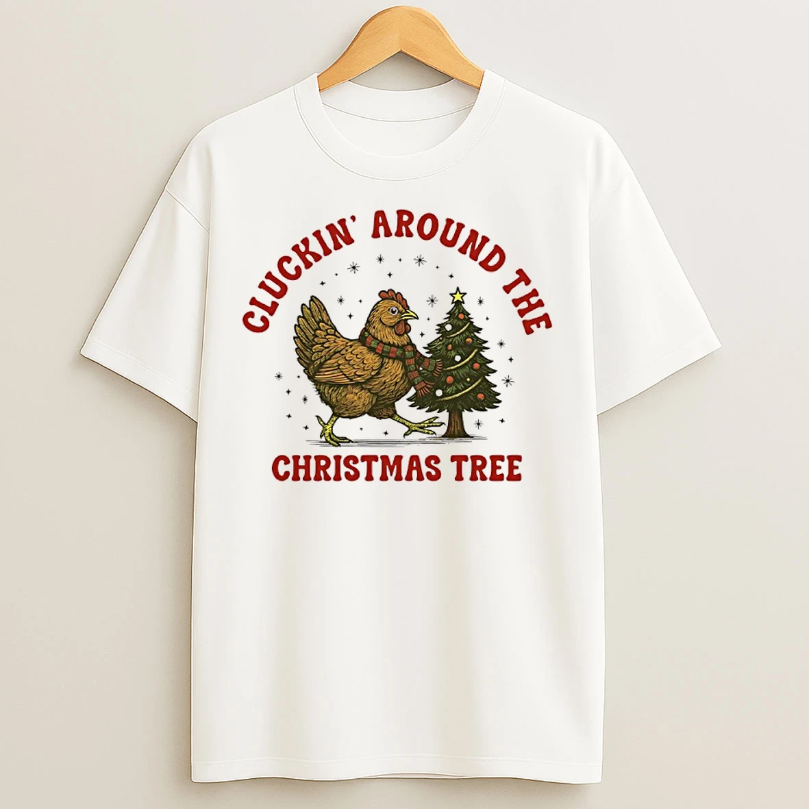 Classic Chicken Cluckin Around The Christmas Tree T Shirts