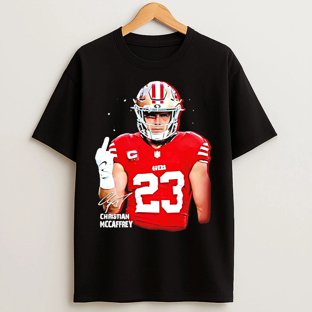 Classic Christian Mccaffrey San Francisco 49ers Middle Finger 2025 T Shirts
