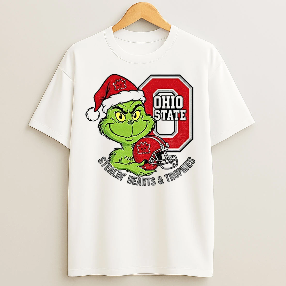 Classic Christmas Grinch Inspired Ohio State Stealin Hearts Trophies T Shirts