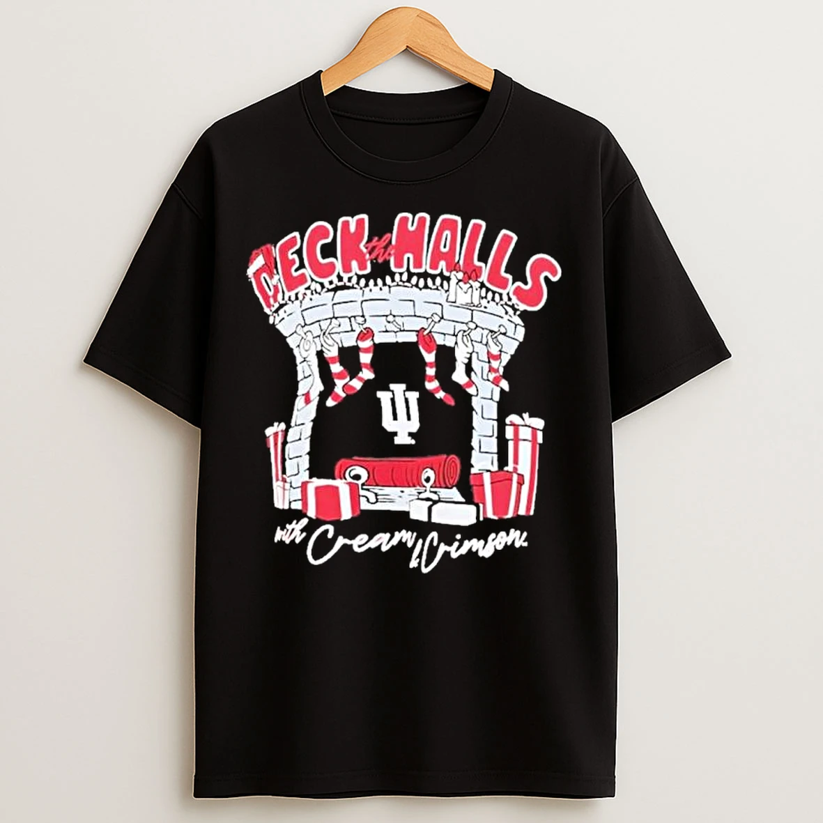 Classic Christmas Indiana Hoosiers Deck The Halls With Cream And Crimson T Shirts