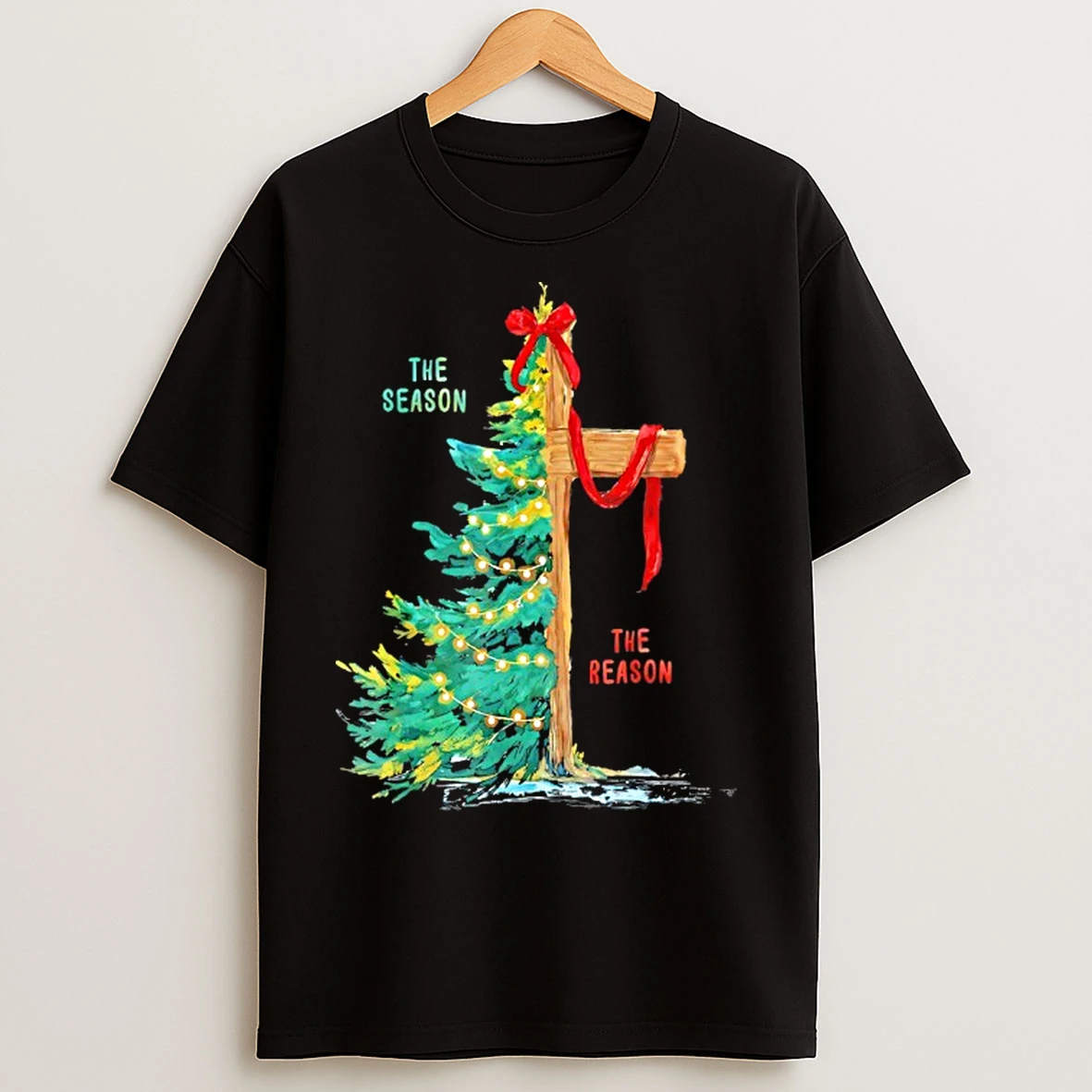 Classic Christmas Tree The Season Jesus Cross The Reason T Shirts