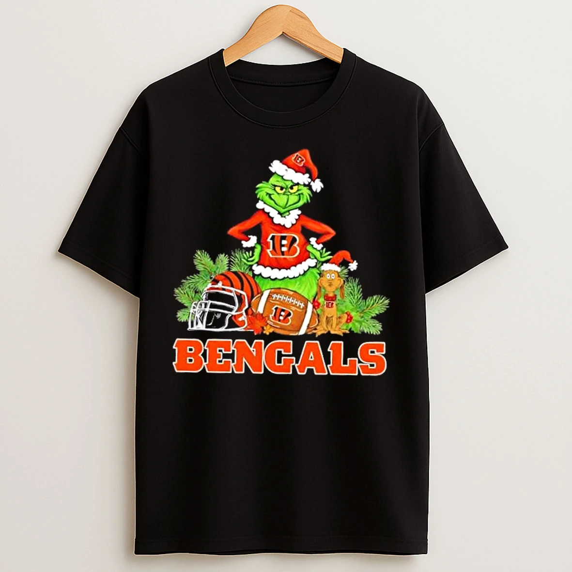 Classic Cincinnati Bengals Football X Grinch And Max Dog Merry Christmas T Shirts