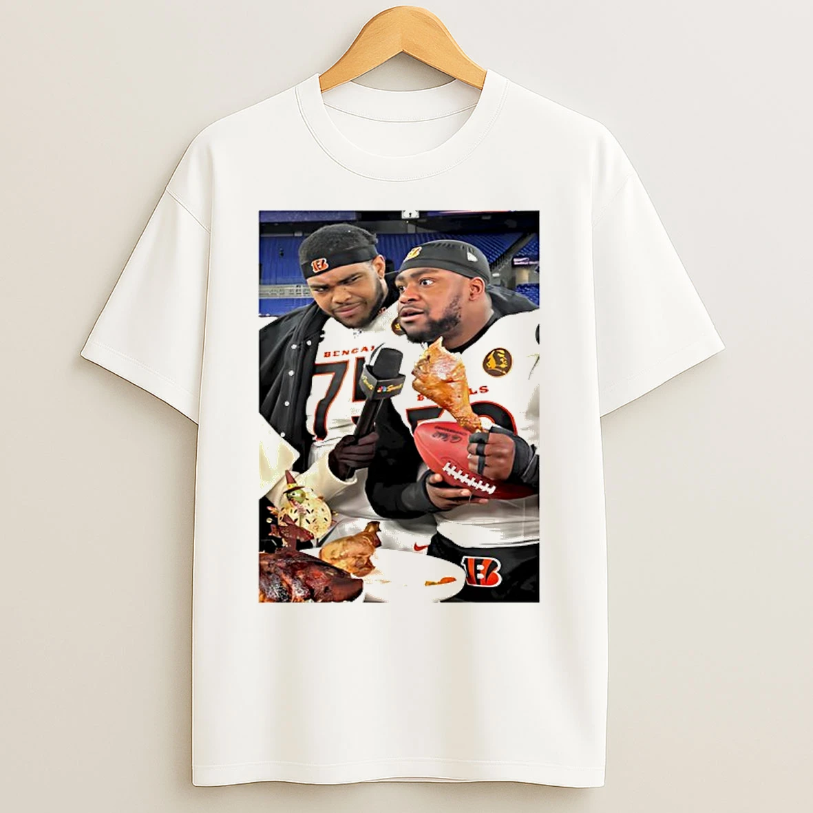 Classic Cincinnati Bengals Joseph Ossai And Orlando Brown Jr Eat Chicken Thanksgiving T Shirts