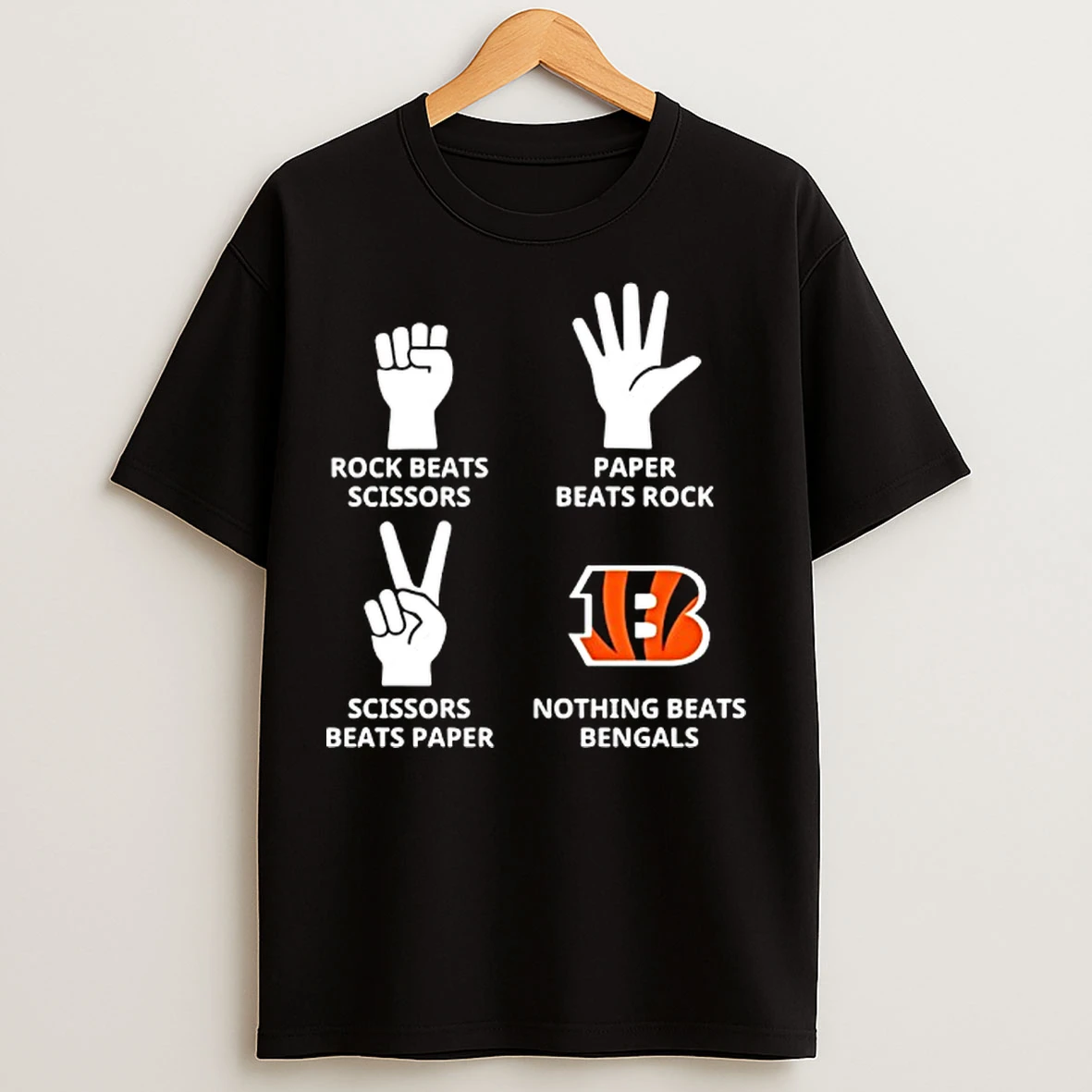 Classic Cincinnati Bengals Nothing Beats Rock Beats Scissors Paper Beats Rock Scissors Beats Paper T Shirts