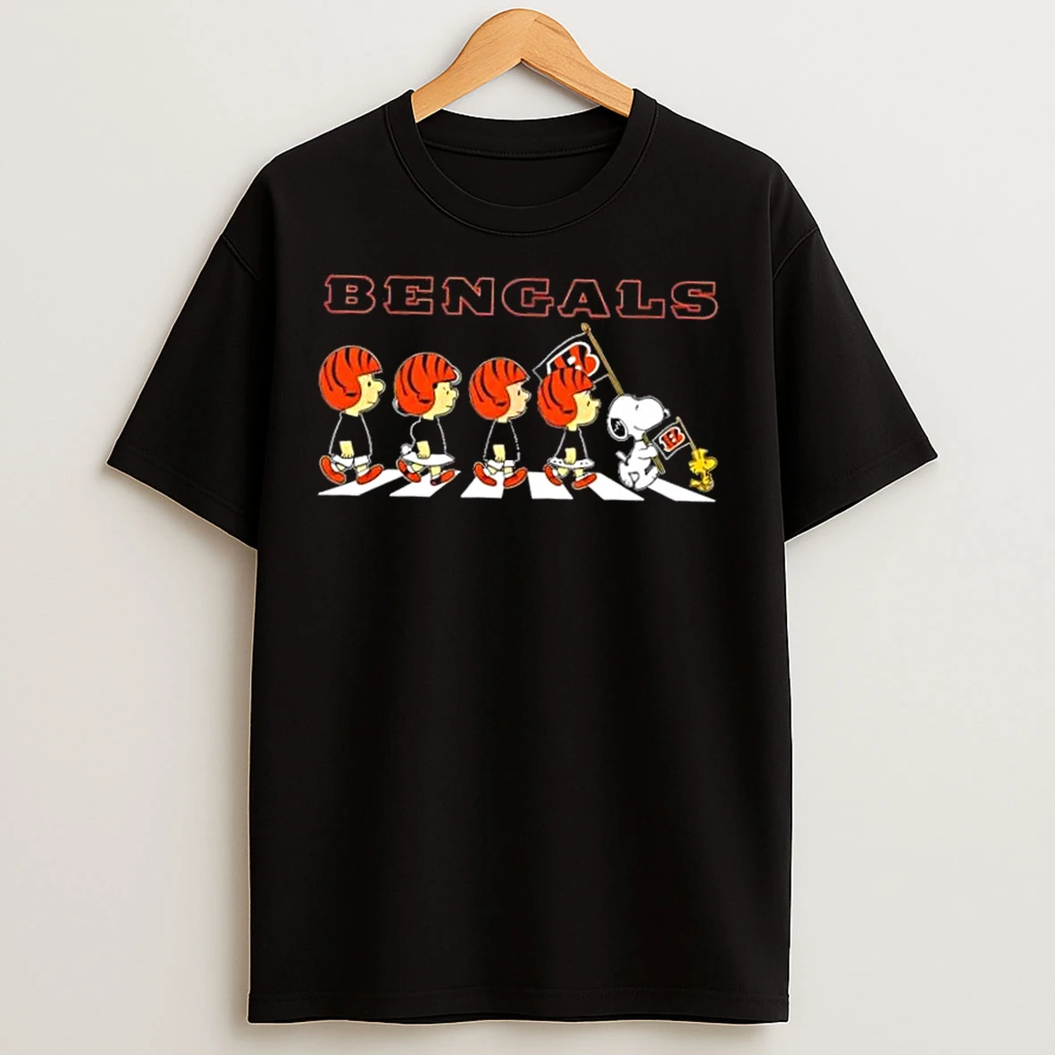 Classic Cincinnati Bengals X Peanuts Snoopy And Friends Abbey Road T Shirts