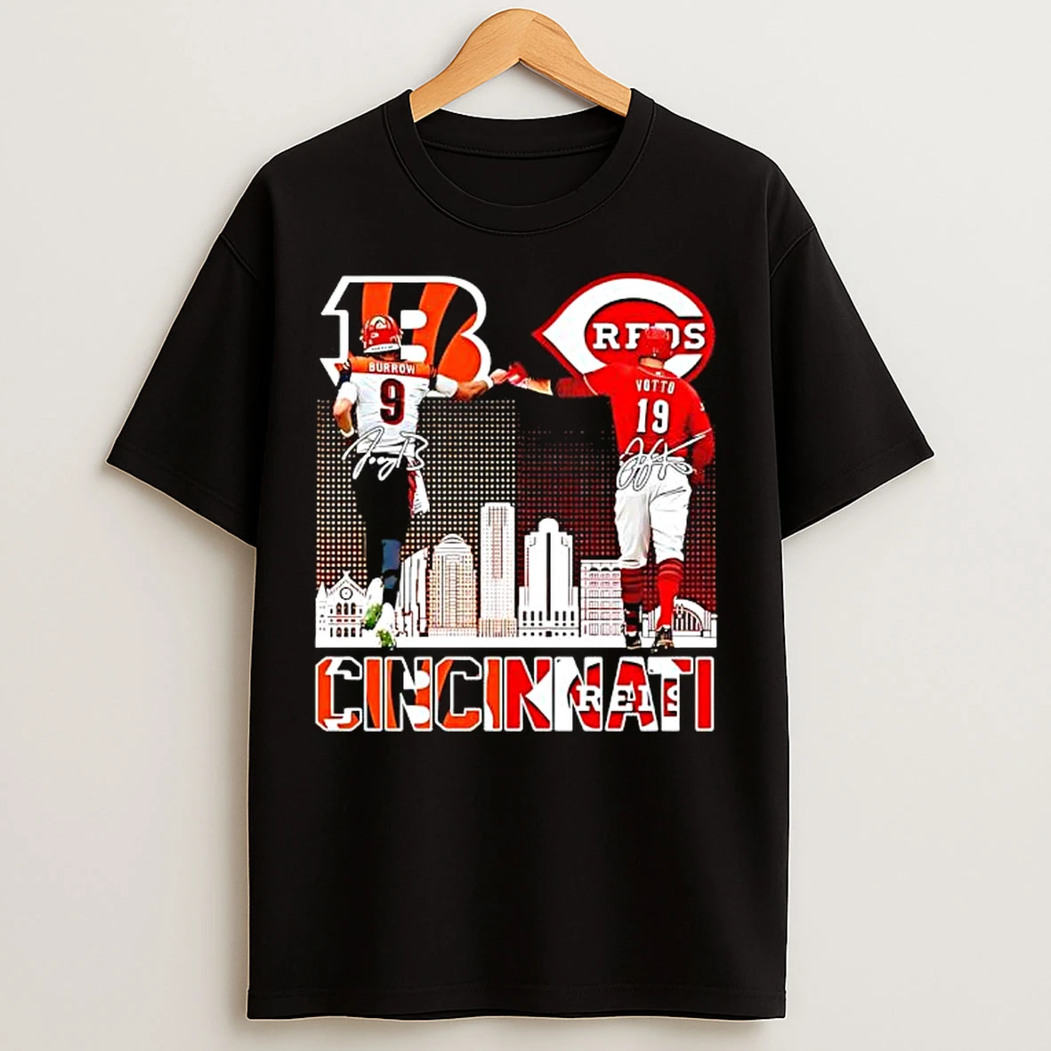 Classic Cincinnati Sports Signatures Joe Burrow Cincinnati Bengals And Joey Votto Cincinnati Reds T Shirts