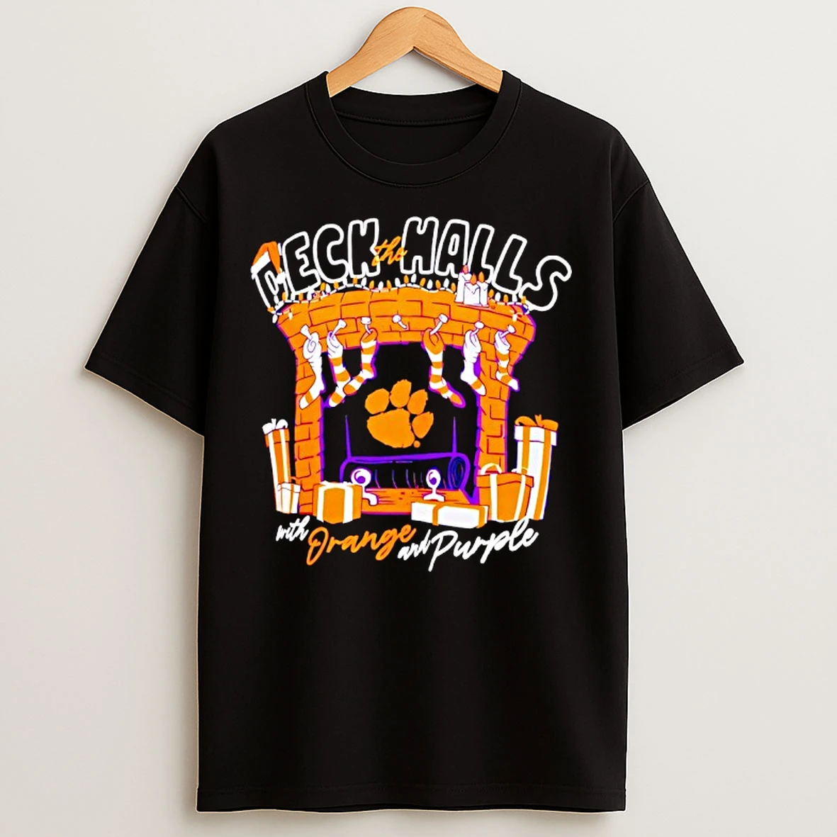 Classic Clemson Tigers Deck The Halls With Orange And Purple Christmas T Shirts