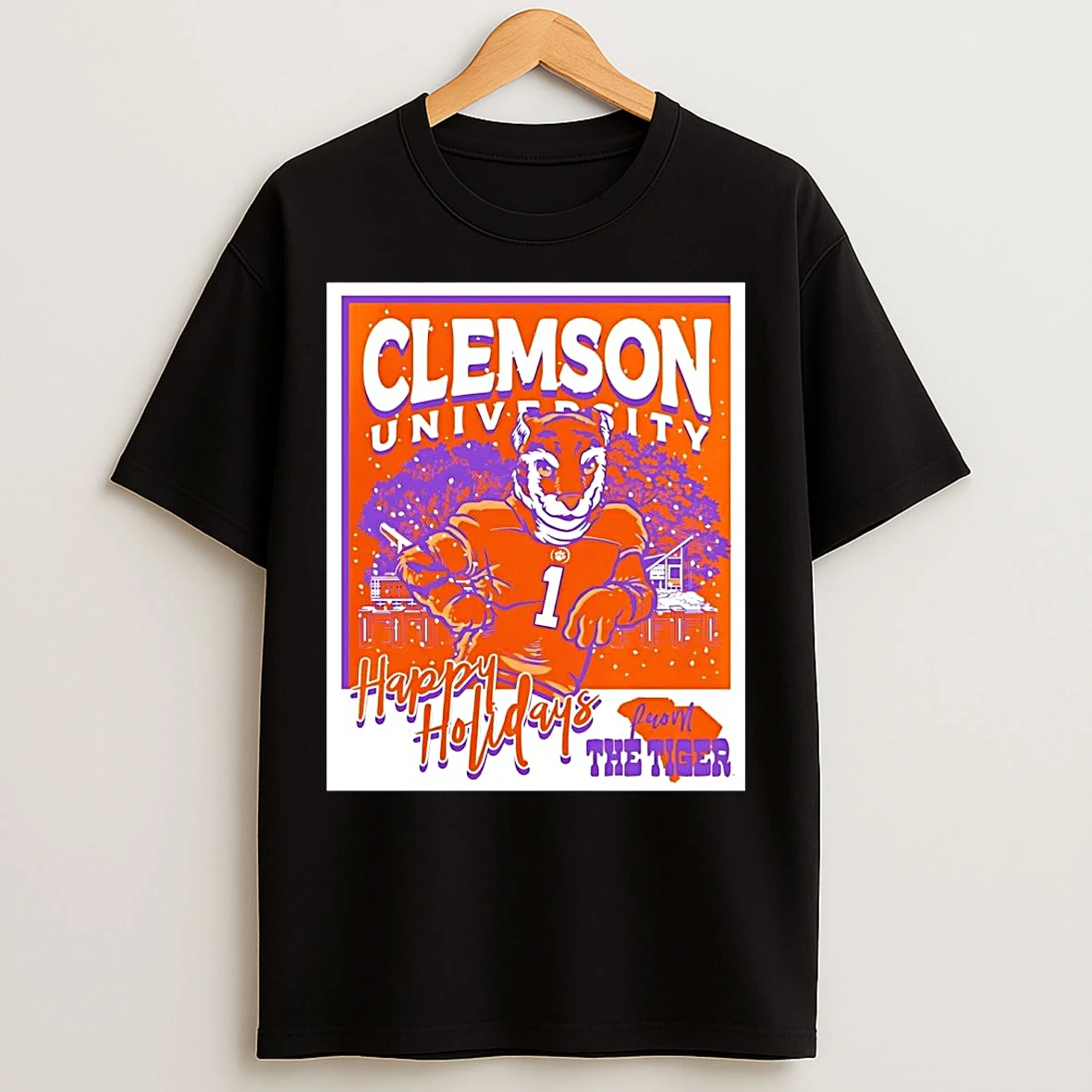 Classic Clemson Tigers Mascot Happy Holidays Christmas T Shirts